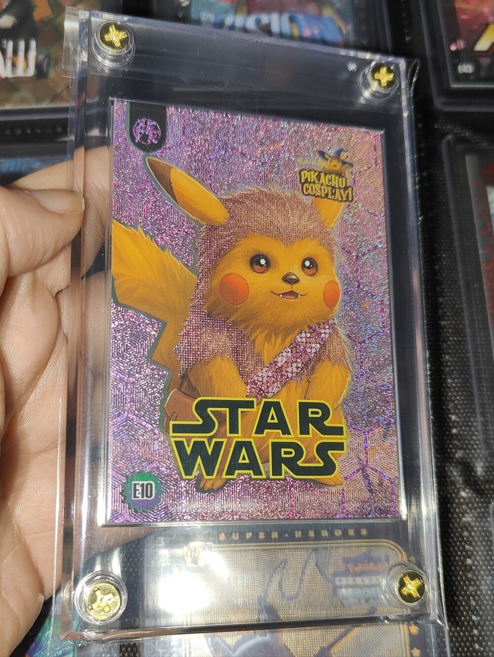 Chewbacca Chewie Star Wars Purple holo card encased Pikachu Cosplay horror Peru